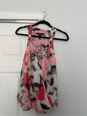 INC International Concepts Pink and Black Floral-Print Blouse